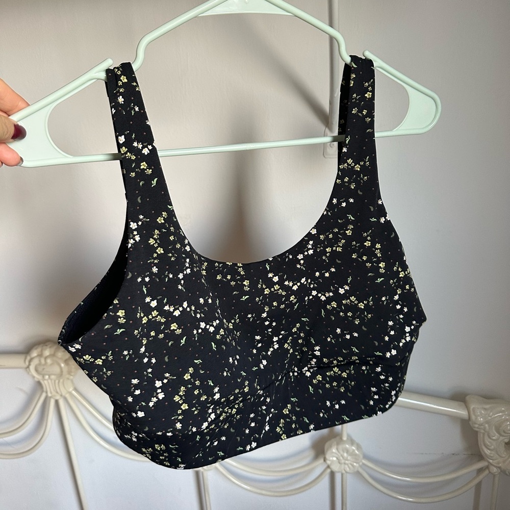 Floral Black Sports Bra